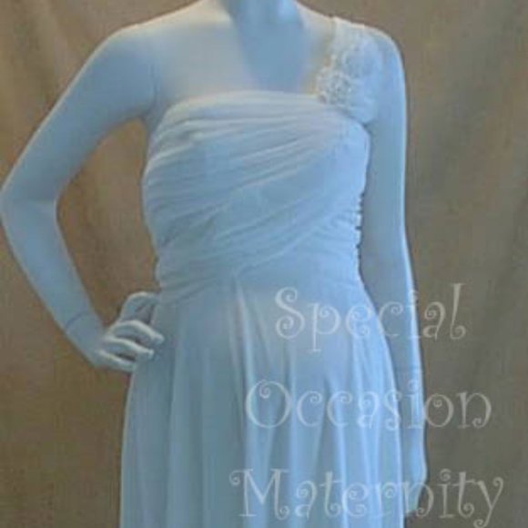 Misses Cocktail White Chiffon Shoulder Dress Plus - Picture 1 of 2